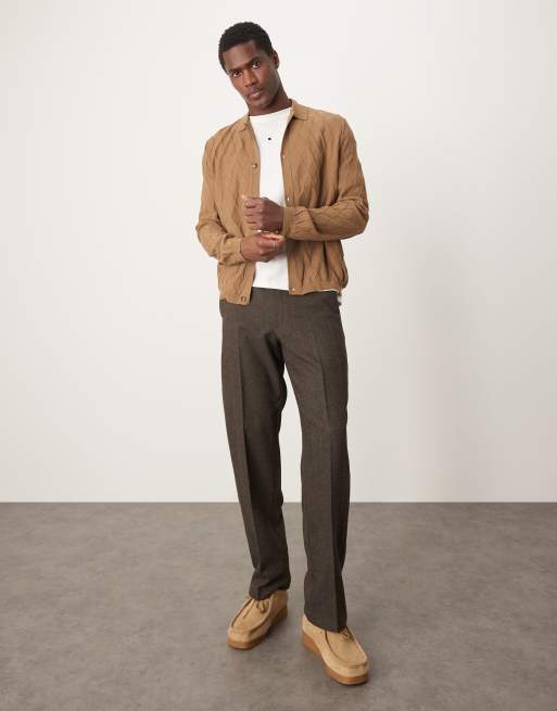 ASOS DESIGN - Cardigan comodo in maglia leggera marrone con cuciture a rombi, 4 di 4