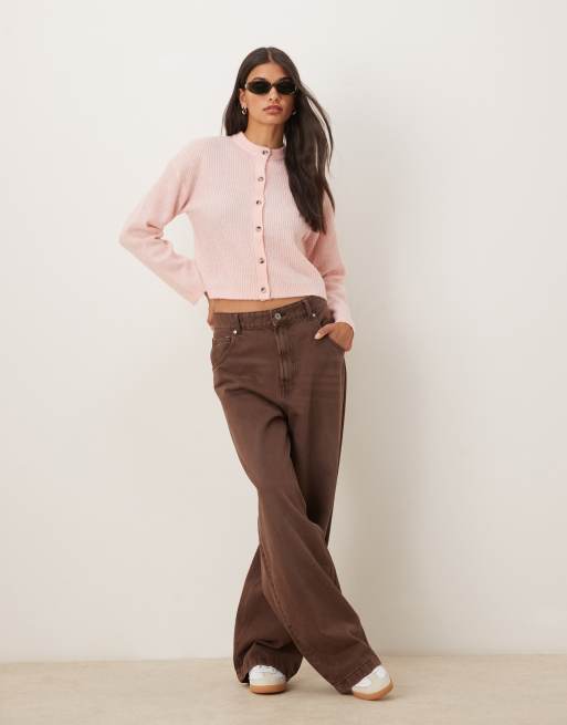 ASOS DESIGN - Cardigan comodo rosa in lana e lana d'alpaca, 4 di 4