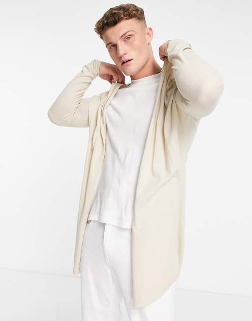 ASOS DESIGN - Cardigan con cappuccio in maglia beige