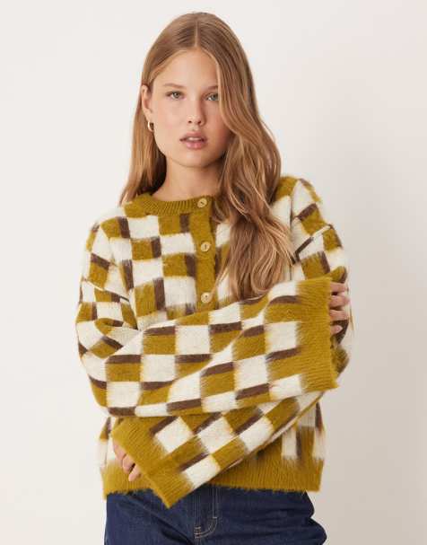 ASOS DESIGN - Cardigan con motivo rétro in maglia spazzolata - view 1