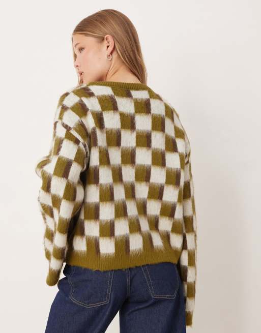 ASOS DESIGN - Cardigan con motivo rétro in maglia spazzolata, 2 di 4