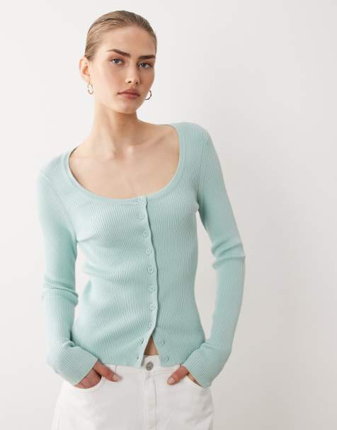 ASOS DESIGN - Cardigan con scollo rotondo ampio in misto cotone azzurro - view 1