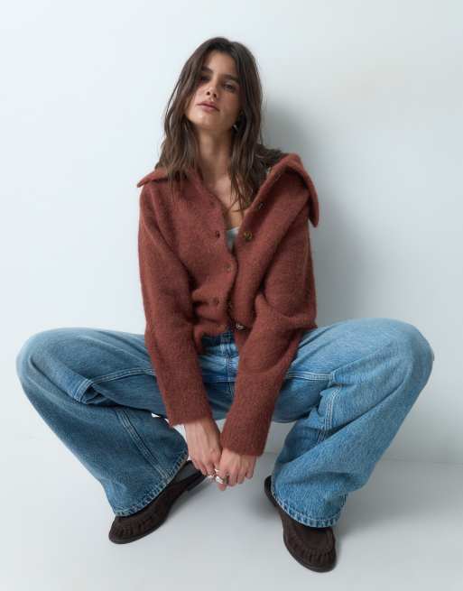 ASOS DESIGN - Cárdigan entallado con cuello en color toffee, 4 de 4