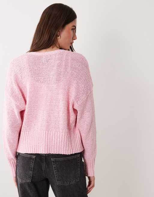 ASOS DESIGN - Cardigan fil-à-fil rosa fiammato, 4 di 4