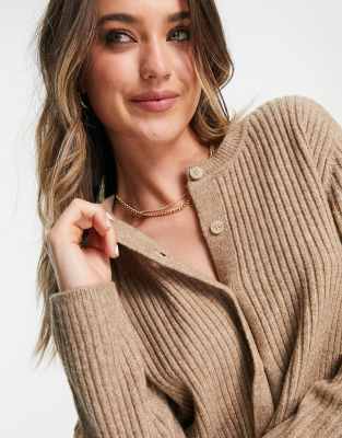 Cardigan girocollo color talpa con bottoni sul davanti-Neutro - ASOS DESIGN  donna Neutro