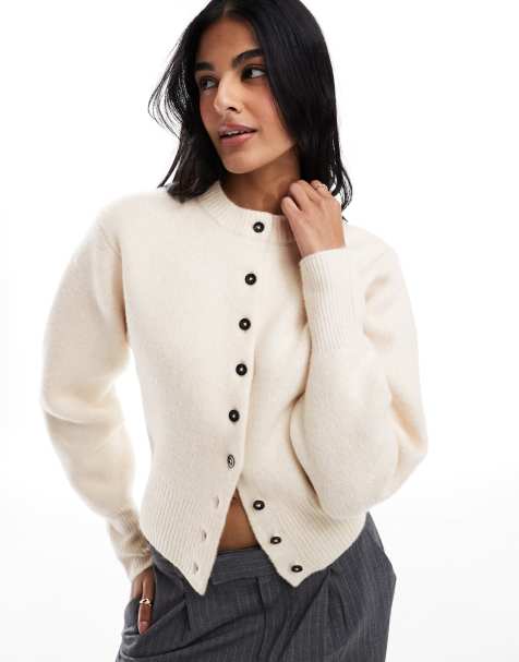 ASOS DESIGN - Cardigan girocollo compatto color crema - view 1