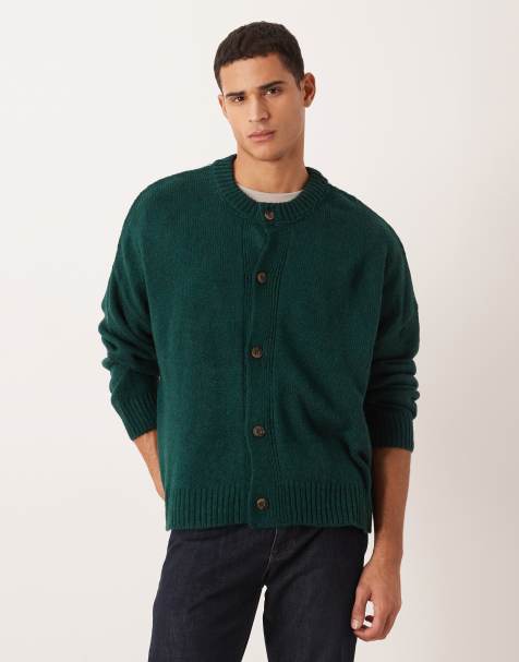 ASOS DESIGN - Cardigan girocollo super oversize squadrato in maglia color verde scuro - view 1