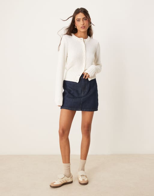 ASOS DESIGN - Cardigan girocollo testurizzato in maglia color crema, 2 di 4