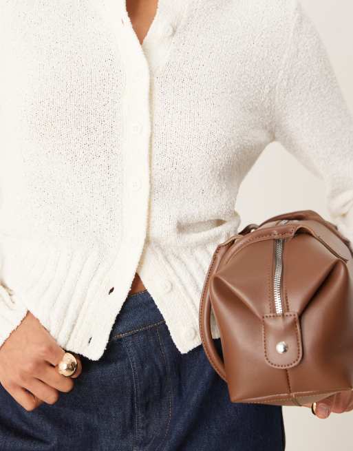 ASOS DESIGN - Cardigan girocollo testurizzato in maglia color crema, 4 di 4