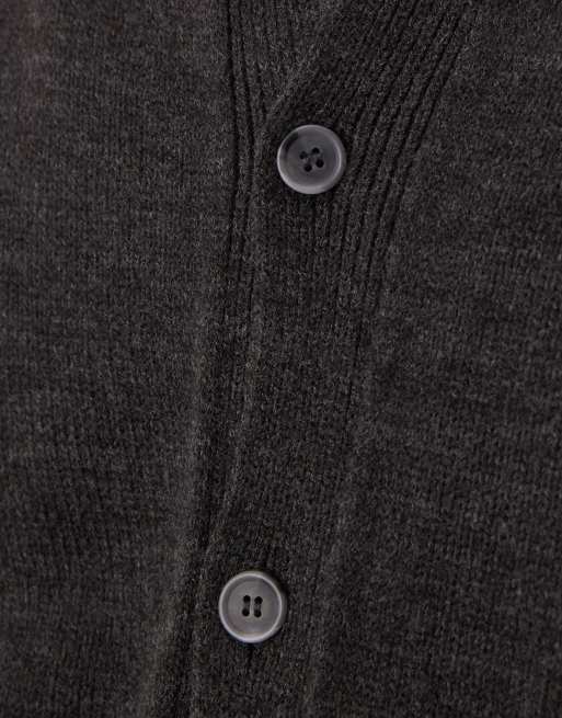 ASOS DESIGN - Cardigan girocollo vestibilità comoda grigio antracite mélange, 2 di 4