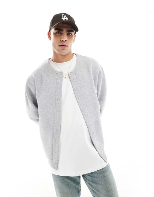 ASOS DESIGN - Cardigan grigio mélange con scollo rotondo