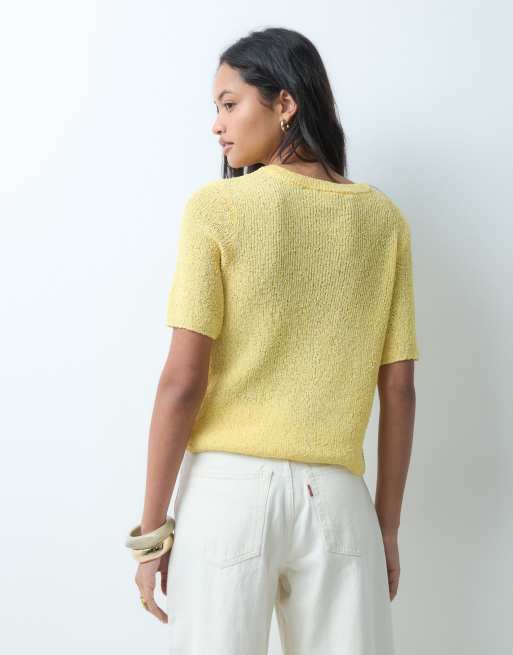 ASOS DESIGN - cárdigan holgado de manga corta en amarillo jaspeado, 3 de 4