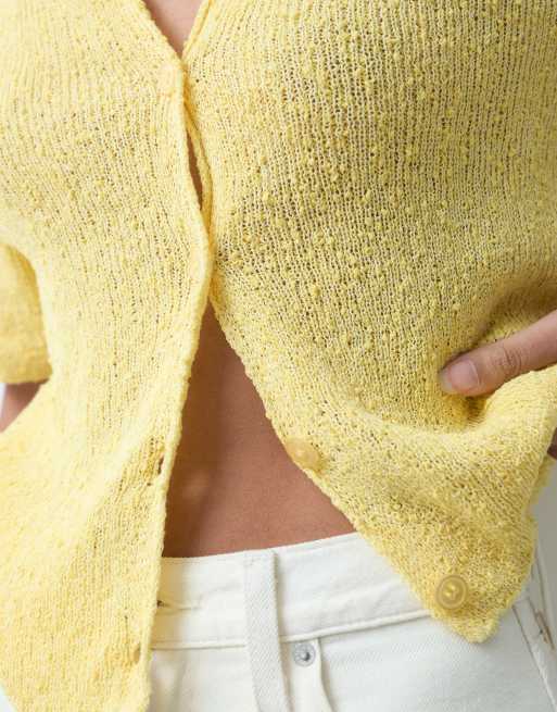 ASOS DESIGN - cárdigan holgado de manga corta en amarillo jaspeado, 4 de 4