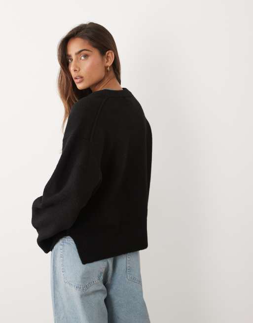 ASOS DESIGN - Cárdigan holgado negro con abertura lateral, 4 de 4