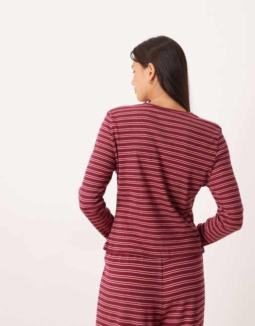 ASOS DESIGN cardigan in burgundy stripes