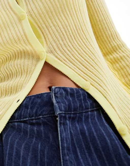 ASOS DESIGN - Cardigan in maglia color latticello con bottoni, 3 di 4