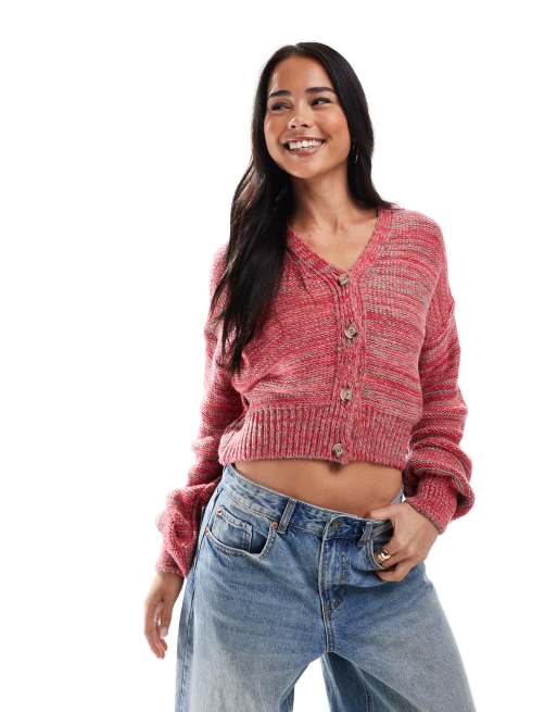 ASOS DESIGN - Cardigan in maglia con filato multicolore mélange e scollo a V
