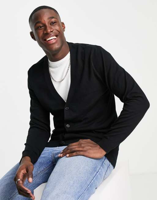 ASOS DESIGN - Cardigan in maglia di cotone nero