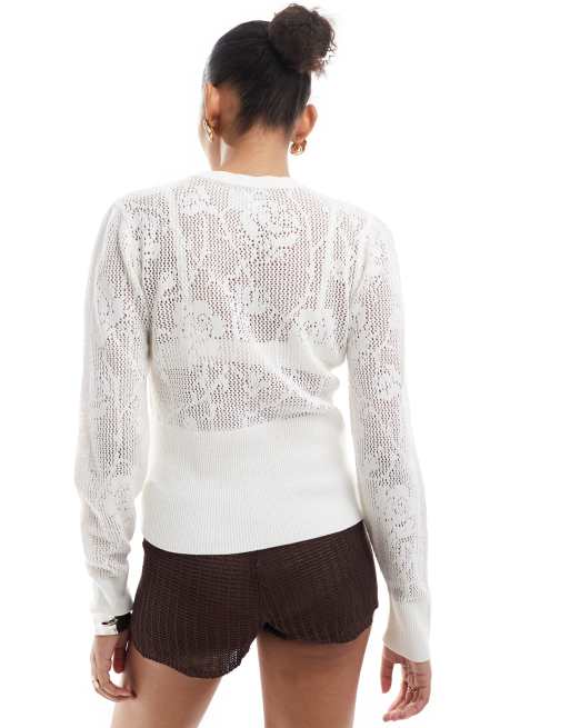Maglia con maniche a sbuffo trasparenti shop