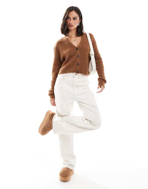 ASOS DESIGN - Cardigan in maglia lavorata ampia marrone con scollo a V, 2 di 4