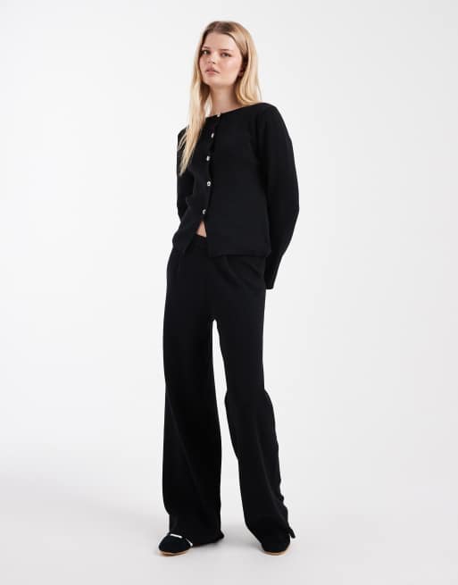 ASOS DESIGN - Cardigan in maglia nero in coordinato, 3 di 4