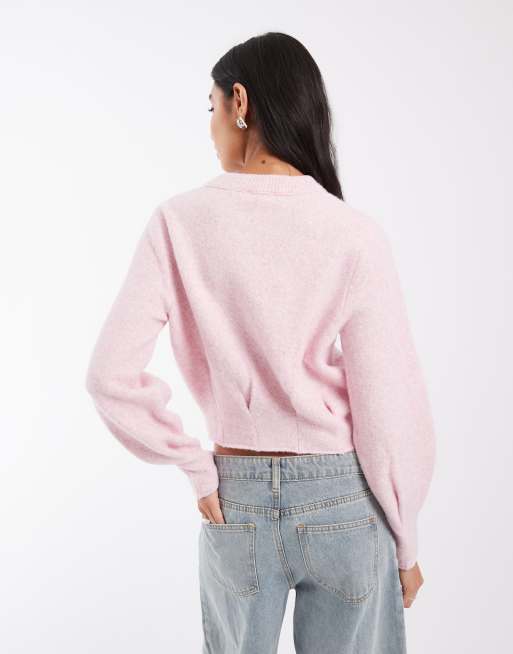 ASOS DESIGN cardigan in maglia rosa, 4 di 4