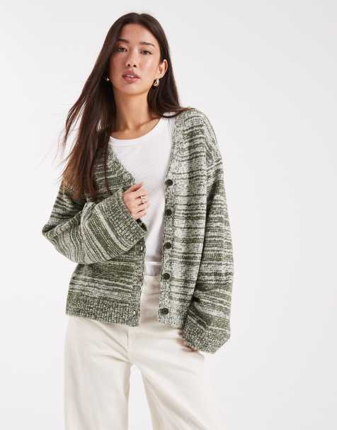 ASOS DESIGN - Cardigan in maglia spessa kaki - view 1