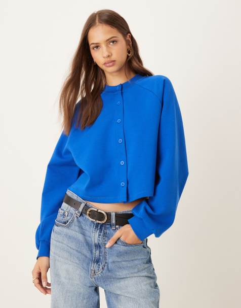 ASOS DESIGN - Cardigan in tessuto interlock blu - view 1