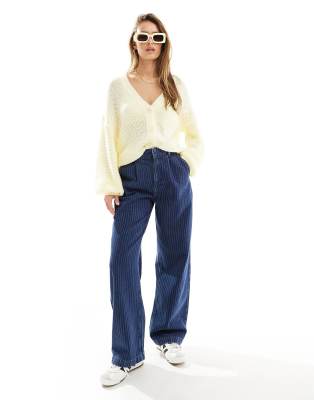 ASOS DESIGN - Cardigan lavorato a maglia larga color latticello