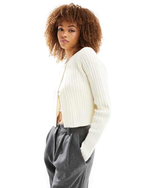 ASOS DESIGN - Cardigan lavorato a trecce con spacco sul davanti, 4 di 4