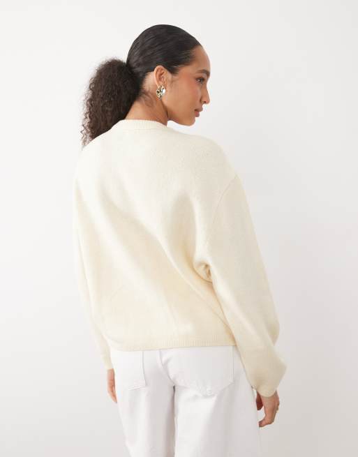 ASOS DESIGN - Cardigan leggero vestibilità comoda color panna, 3 di 4