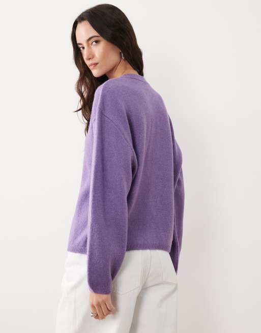 ASOS DESIGN - Cardigan leggero vestibilità comoda viola, 2 di 4
