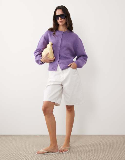 ASOS DESIGN - Cardigan leggero vestibilità comoda viola, 3 di 4
