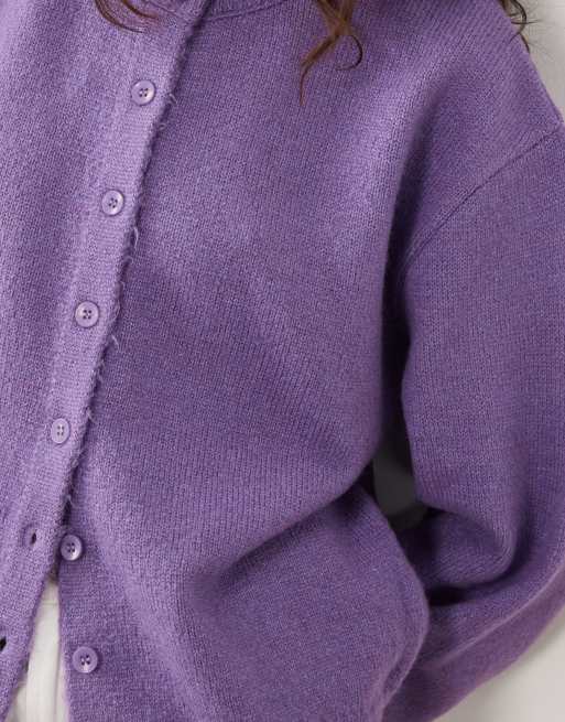 ASOS DESIGN - Cardigan leggero vestibilità comoda viola, 4 di 4