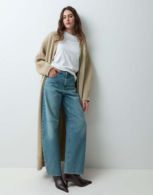 ASOS DESIGN cardigan lungo lavorato a maglia color crema, 1 di 5