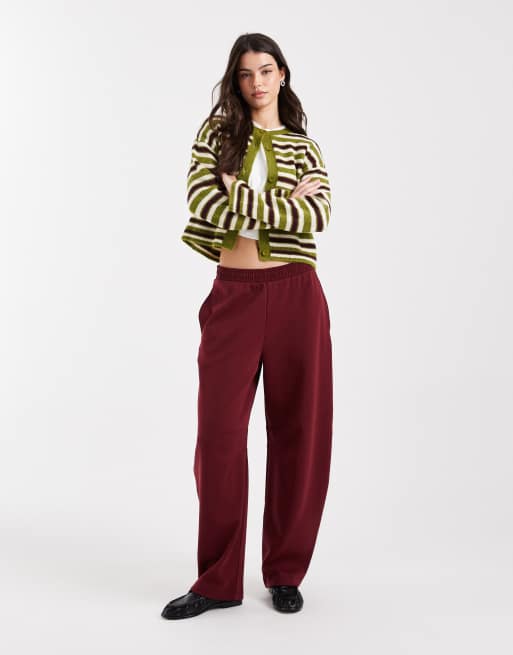 ASOS DESIGN - Cardigan med olivengrønne striber i vamset strik i firkantet pasform, 3 af 4
