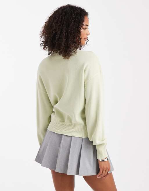 ASOS DESIGN - Cardigan med rund hals i salviegrøn syrevask, 2 af 4