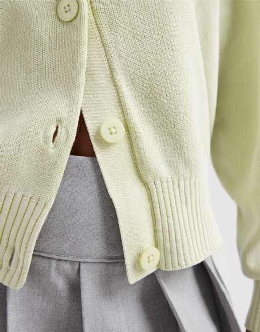 ASOS DESIGN - Cardigan med rund hals i salviegrøn syrevask, 3 af 4