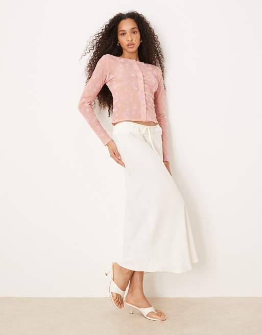 ASOS DESIGN - Cardigan mini rosa floccato, 3 di 4