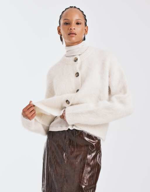 ASOS DESIGN - Cardigan misto alpaca pesante color crema