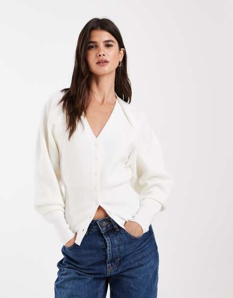 ASOS DESIGN Cardigan mit doppelter Lage in Cremeweiß - view 1