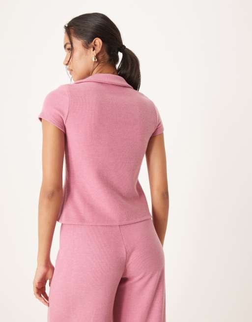 ASOS DESIGN - Cardigan morbidissimo rosa polvere a maniche corte con bottoni, 4 di 4