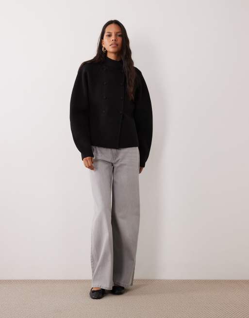 ASOS DESIGN - cárdigan negro con cuello mao y manga abullonada, 4 de 4
