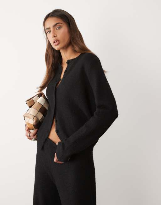 ASOS DESIGN - Cárdigan negro de corte depurado de mezcla de lana, 2 de 4
