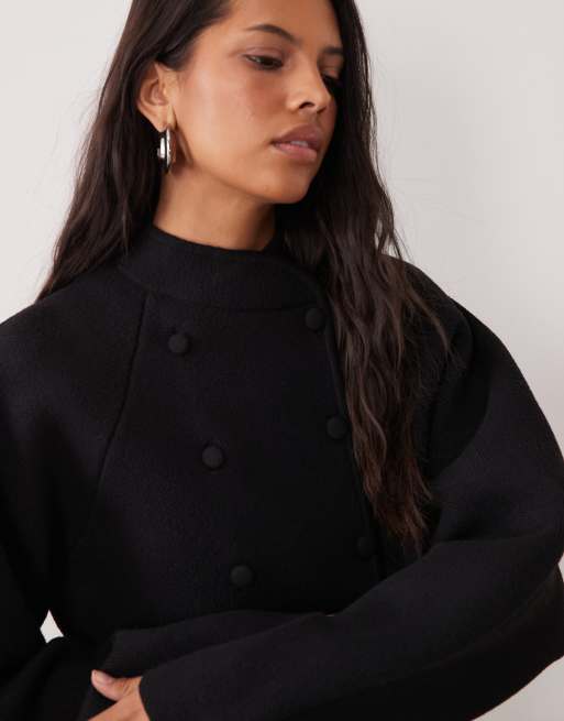 ASOS DESIGN cardigan nero con collo alla coreana e maniche sagomate a banana, 2 di 4