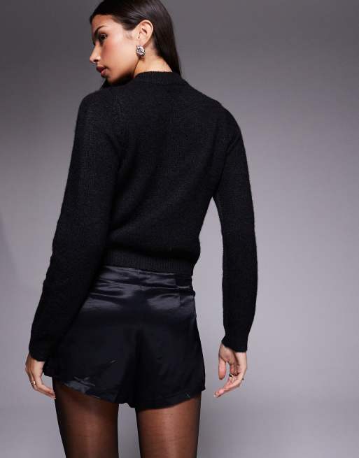ASOS DESIGN - Cardigan nero con fiocchi sul davanti con strass, 3 di 4