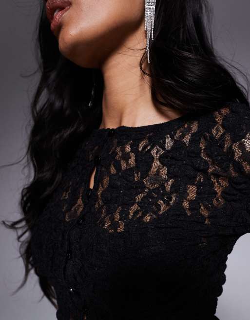 Coprispalle Donna In Pizzo A Rete Y2K - Maniche Lunghe Con Fiocco, Cardigan Estivo Trasparente, Nero/Rosa, Taglia Unica