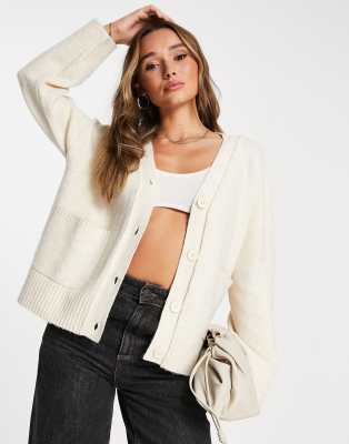 ASOS DESIGN - Cardigan oversize con tasche color avena  