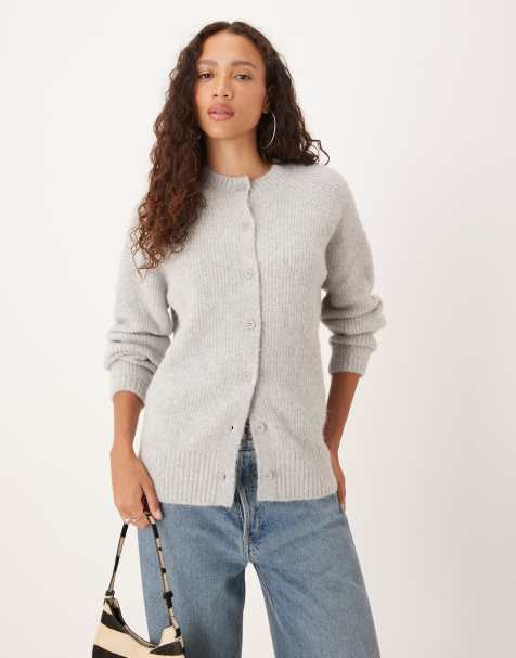 ASOS DESIGN - Cardigan oversize grigio chiaro misto lana - view 1