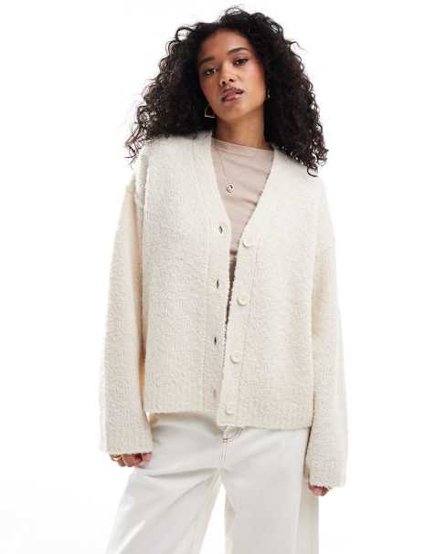 ASOS DESIGN - Cardigan oversize in bouclé color crema - view 1